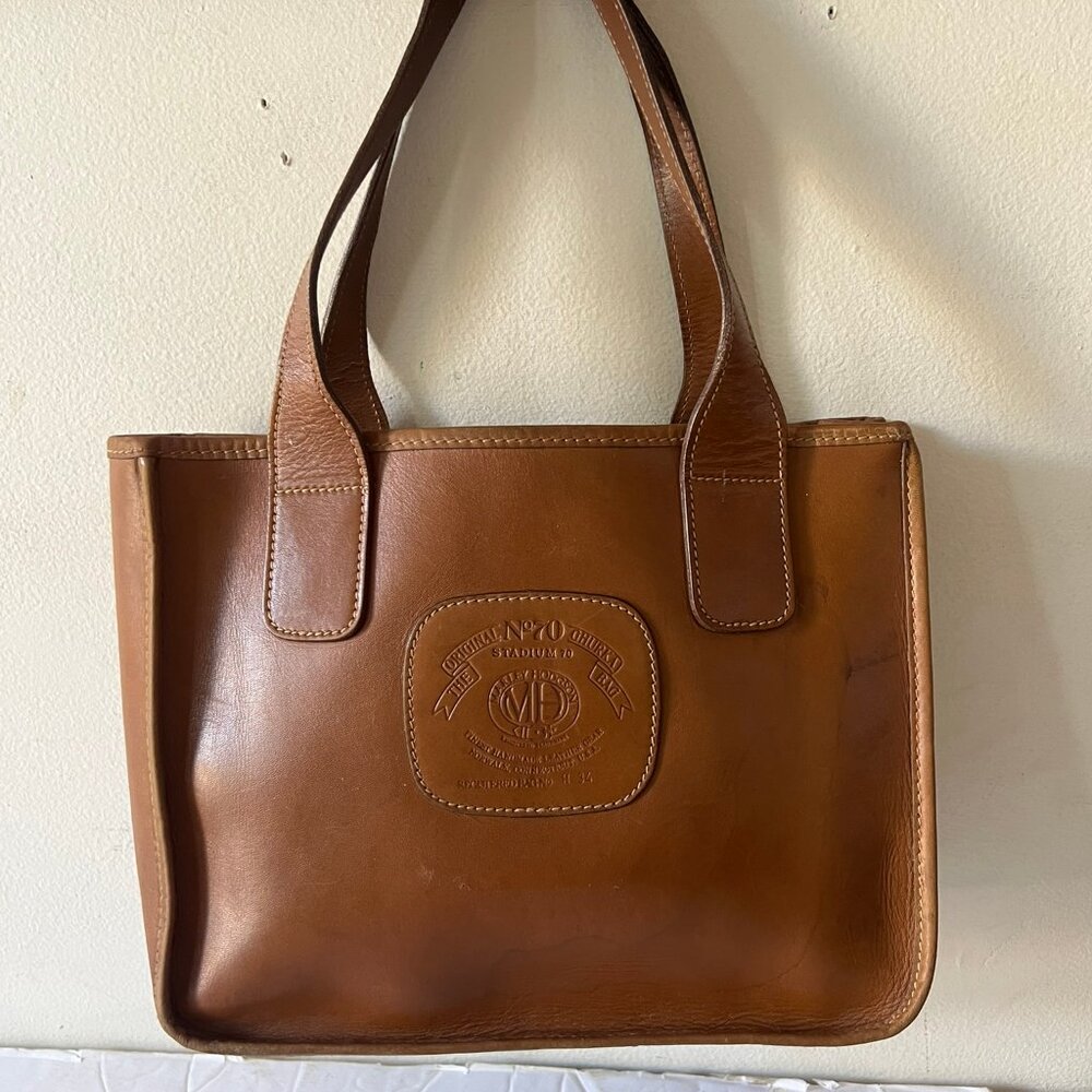 VINTAGE GHURKA STADIUM NO. 70 LEATHER OPEN TOTE BAG